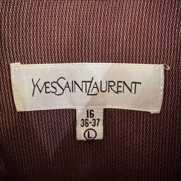 YSL Yves Saint Laurent Long Sleeve Button Up Men’s Dress Shirt Large Burgundy - Picture 3 of 7